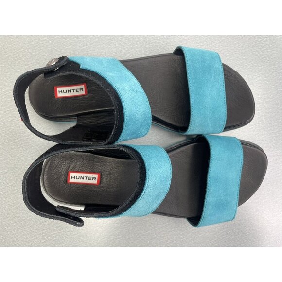 Hunter Original Leather Sandals Suede Sport Sky Blue Size 9 - Picture 6 of 12